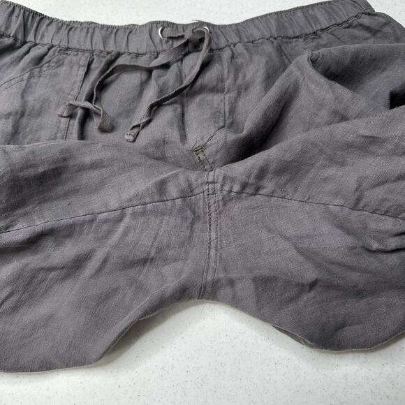 Nicole Miller Pants Womens Large Linen Cargo Jogger Gray Pull On Coastal Beach - Picture 14 of 14